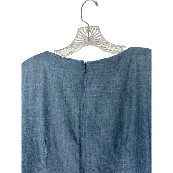 J.Crew Dress Blue Basic Lightweight V-Neck Chambray Ruffle Tie Sleeve Size 6 - Picture 7 of 12
